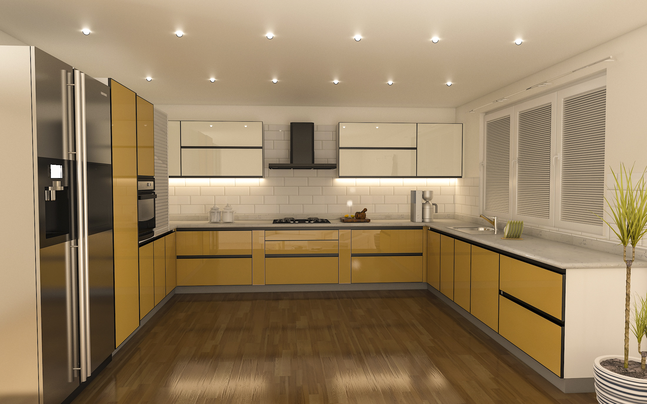 U-shape kitchen designed by moduleightt