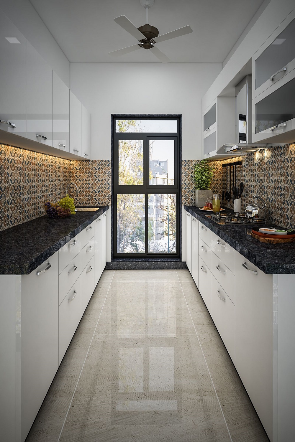 Modular Kitchen Design for parallel kitchen layout